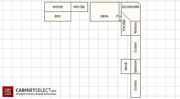 Compact 10x10 Kitchen Blueprint | CabinetSelect.com