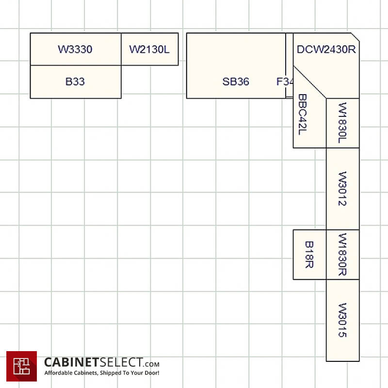 Standard 10x10 Kitchen Diagram | CabinetSelect.com
