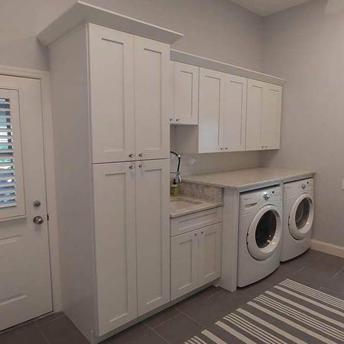 White Shaker Cabinets Laundry Room
