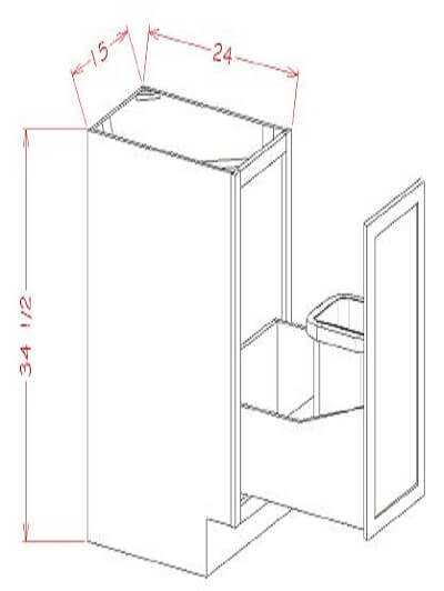 HE-B15FHTCPO: Haven Ember Full Height Door Base with Single Trashcan Pullout