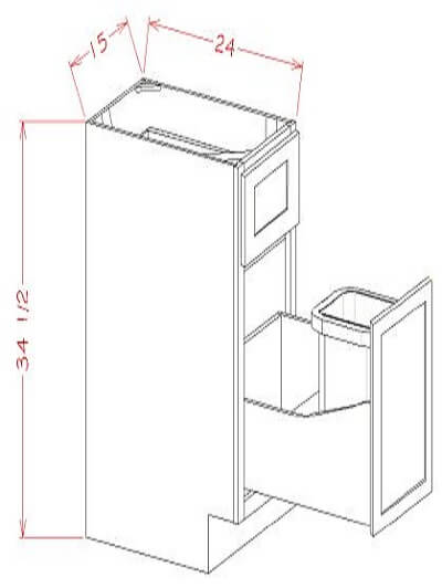 SU-B15TCPO: Ready-to-Finish Shaker Base with Single Trashcan Pullout