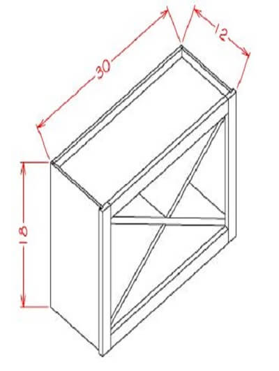 SU-WXR3018: Ready-to-Finish Shaker Wine X Rack Wall Cabinet Kit