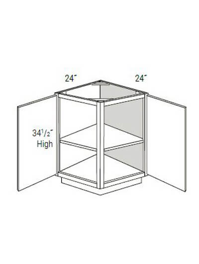 Bay Shaker Grey 24″ Double Door Angle Base Cabinet
