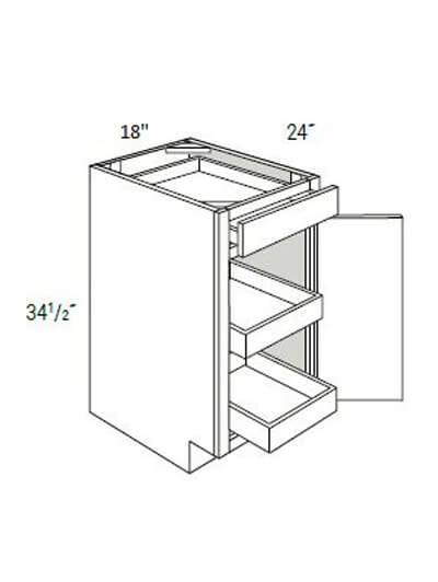 Bay Shaker Light Grey 18″ Single Door, Single Drawer Base Cabinet with 2 Soft-Close Rollout Trays