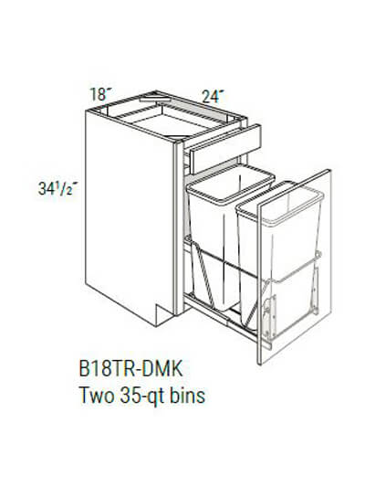 Bay Shaker Grey 18″ Single Door, Single Drawer Base Cabinet with Door Mounted Trash Pullout