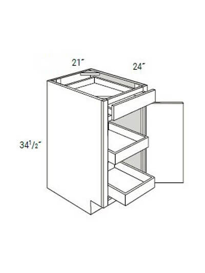 Bay Shaker Greystone 21″ Single Door, Single Drawer Base Cabinet with 2 Soft-Close Rollout Trays