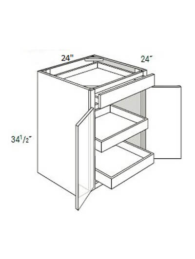 UB-B24BSCRT: Upton Brown Single-Drawer, Double-Door Base Cabinet w/ 2 Soft-Close Rollout Trays 24″W