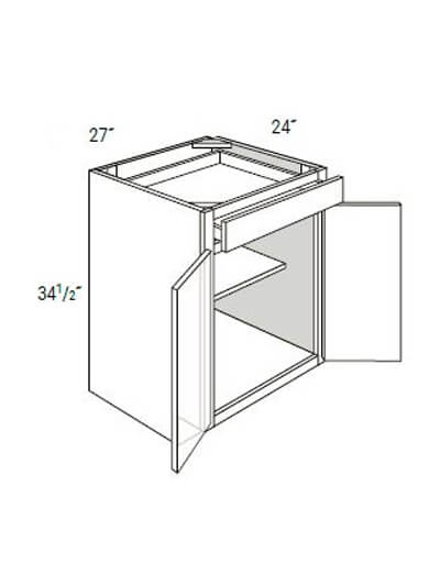 UB-B27B: Upton Brown Single-Drawer, Double-Door Base Cabinet 27″W
