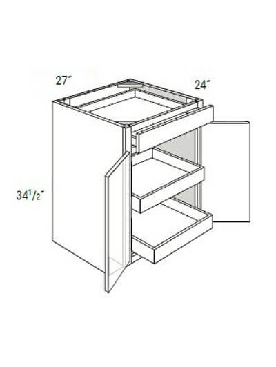 Bay Shaker Grey 27″ Single-Drawer, Double-Door Base Cabinet with 2 Soft-Close Rollout Trays