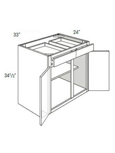 UB-B33: Upton Brown Double-Drawer, Double-Door Base Cabinet 33″W