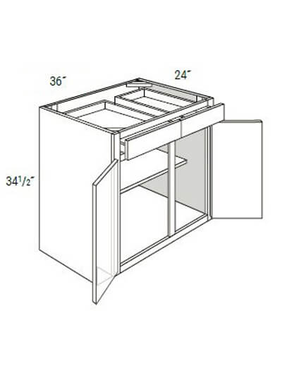 UB-B36: Upton Brown Double-Drawer, Double-Door Base Cabinet 36″W