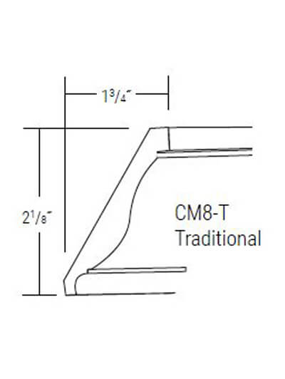 UB-CM8-T: Upton Brown Traditional Crown Molding 2 1/8″H x 96″ L