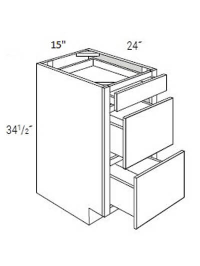 UB-DB15: Upton Brown Three Drawer Base Cabinet 15″W