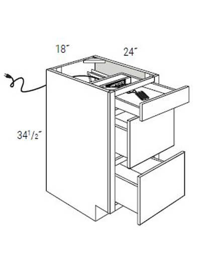 Bay Shaker Grey 18″ Three Drawer Base Cabinet with Charging Drawer