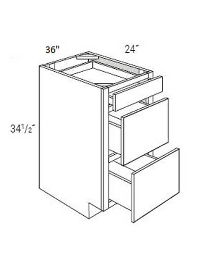 Bay Shaker Grey 36″ Three Drawer Base Cabinet