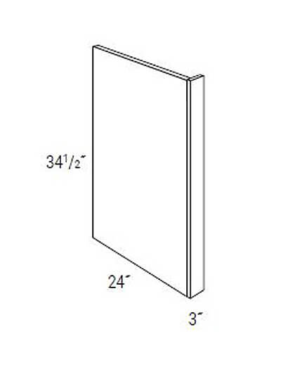 UB-DWR3: Upton Brown Dishwasher End Panel 3″W x 34 1/2″H x 24″D