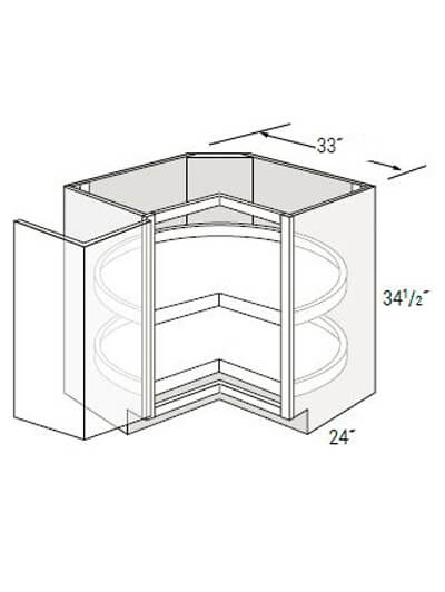 UB-LS33: Upton Brown Single Bi-Fold Door Lazy Susan Cabinet 33″W