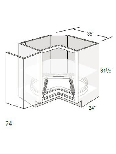 Bay Shaker Grey 36″ Single Bi-Fold Door Lazy Susan Cabinet with Pullout