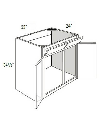Bay Shaker Grey 33″ Double-Door Sink Base Cabinet with 2 Tiltout Trays