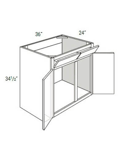 UB-SB36-2TILT: Upton Brown Double-Door Sink Base Cabinet w/ 2 Tiltout Trays 36″W