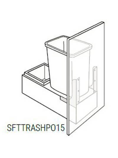Bay Shaker White Trash Bin Pullout with Soft Close