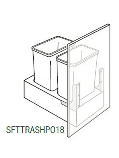 Bay Shaker White Trash Bin Pullout with Soft Close