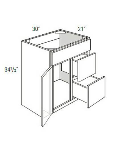 UB-V3021D-L: Upton Brown Vanity, 1 Door, 2 Drawers