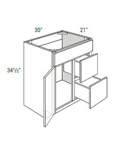 Bay Shaker Grey 30″ Single Door Double Drawer Vanity