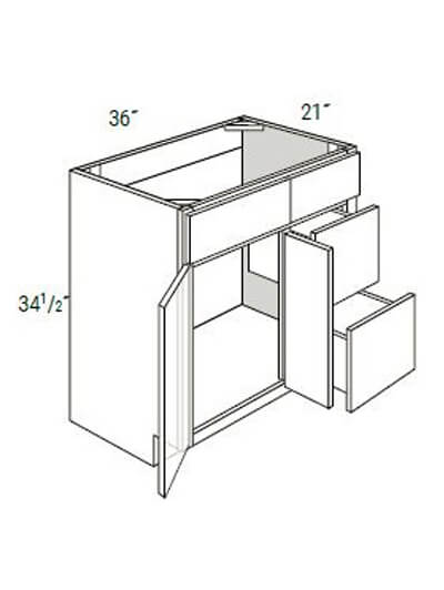 UB-V3621D-R: Upton Brown Vanity, 2 Doors, 2 Drawers