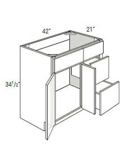 UB-V4221D-L: Upton Brown Vanity, 2 Doors, 2 Drawers