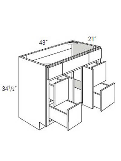 UB-V4821D: Upton Brown Double-Door Vanity Cabinet W/ 4x Drawers 48″W