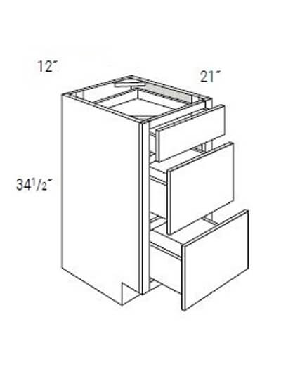 UB-VDB1221: Upton Brown Three Drawer Vanity Cabinet 12″W