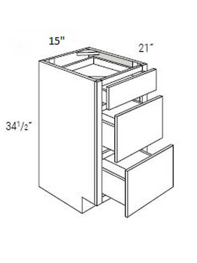 UB-VDB1521: Upton Brown Three Drawer Vanity Cabinet 15″W