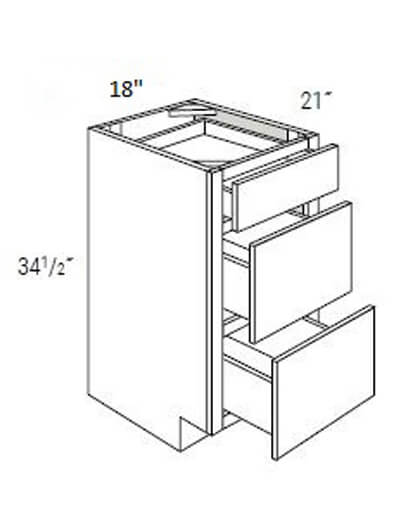 UB-VDB1821: Upton Brown Three Drawer Vanity Cabinet 18″W