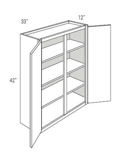 UB-W3342: Upton Brown Double-Door Wall Cabinet 33″W x 42″H