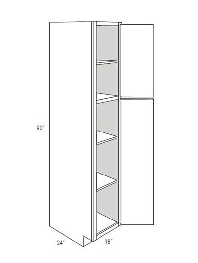 Bay Shaker Light Grey 18×90 Double-Door Pantry Cabinet with 4 Soft-Close Rollout Trays