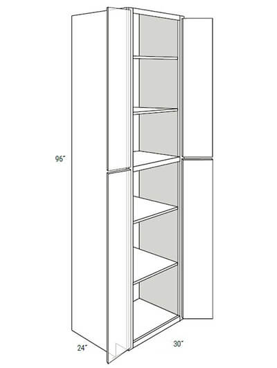 Bay Shaker White 30×96 4-Door Pantry Cabinet