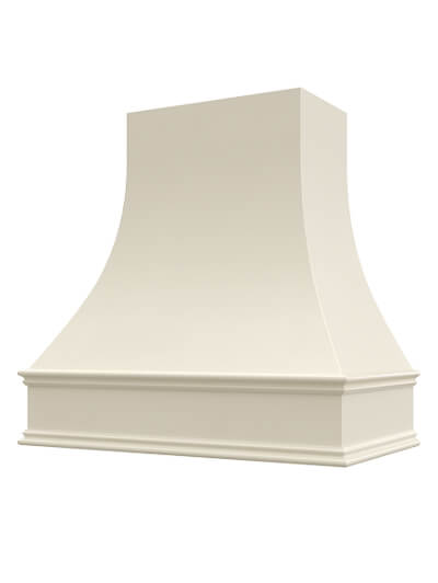Asheville – 36″ Curved Classic Molding Smooth Shaker Antique White Hood