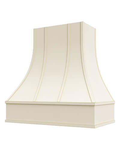 Asheville – 48″ Curved Block Molding Strapped Casselberry Antique White Hood