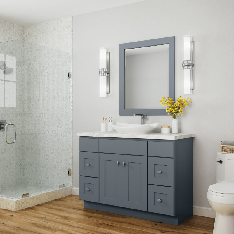 Bay Shaker Grey Kitchen Vanity | CabinetSelect.com