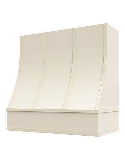 Charlotte – 36″ Sloped Block Molding Strapped Casselberry Antique White Hood