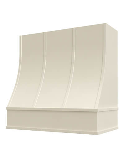 Charlotte – 30″ Sloped Block Molding Strapped Shaker Antique White Hood