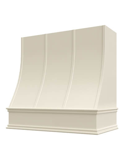 Charlotte – 42″ Sloped Classic Molding Strapped Shaker Antique White Hood