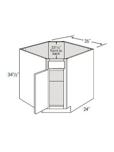 Bay Shaker Greystone Single Door Diagonal Sink Base 33 1/2″ Front to Back