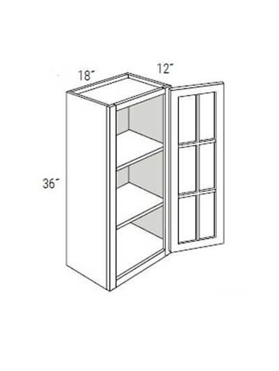 Bay Shaker Light Grey 18x36x12 Single Glass Door Wall Cabinet (No Mullions)