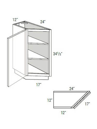 Bay Shaker Greystone Single Door Transition Base Cabinet