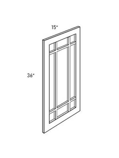 Bay Shaker Light Grey Prairie-Style Glass Door for Single Door Cabinets