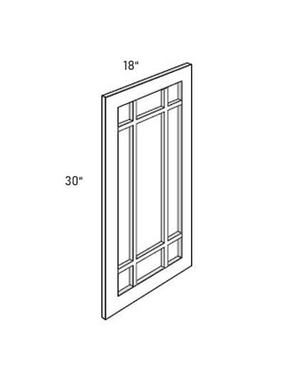 Bay Shaker Light Grey Prairie-Style Glass Door for Single Door Cabinets