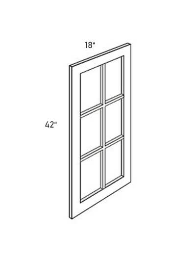 Bay Shaker Light Grey Glass Door for Single Door Cabinets (No Mullions)