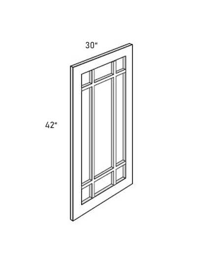 Bay Shaker Light Grey Prairie-Style Glass Door for Double Door Cabinets